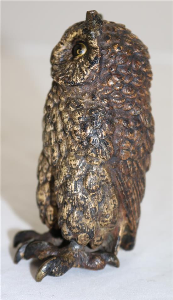 An Austrian cold painted bronze model of an owl, 4in.